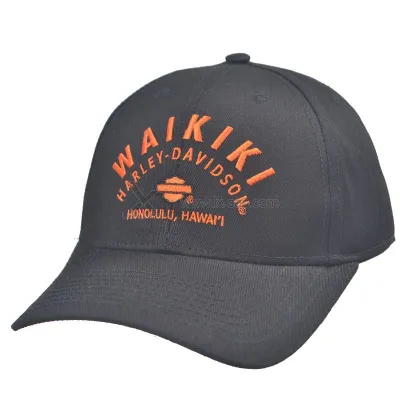 Harley-Davidson six panel High quality orange embroidery baseball cap 