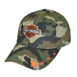 Harley-Davidson  six panel green 100% Cotton Signet embroidery camouflage fabric Calico baseball cap 