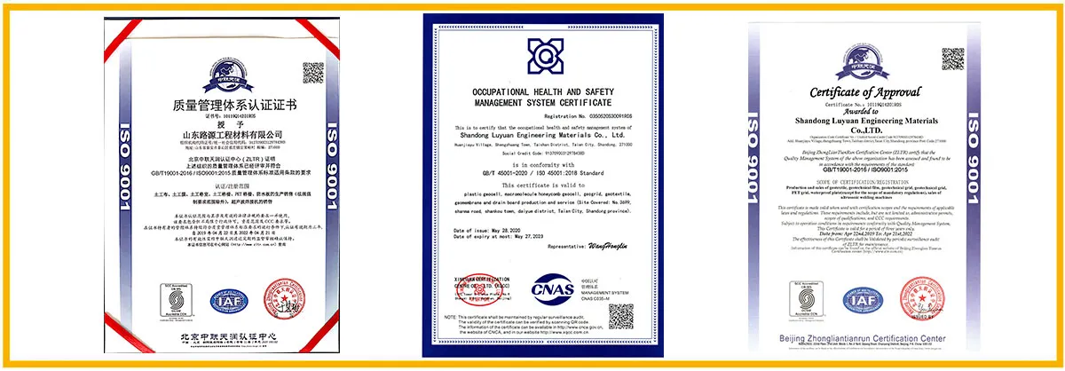 Certificate of Shandong Luyuan Engineering Material Co. Limited