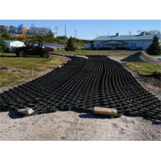 The aggregate locked inside each cell of the geocells system and earth retention walls in shoreline, HDPE geomembrane