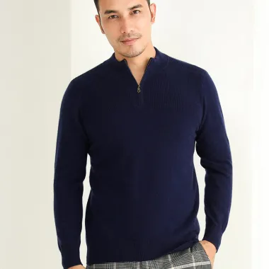 Männer's 100% Cashmere Sweater mit Zipper