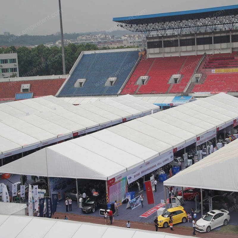 Big aluminium tent with white PVC fabric