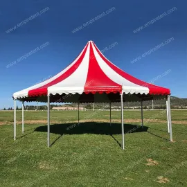 Octagon high peak tent with colored roof