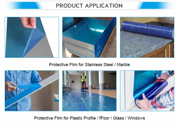 Hochwertige PE-Oberfläche maßgeschneiderte temporäre blaue Schutzfolie für Glas / Fenster