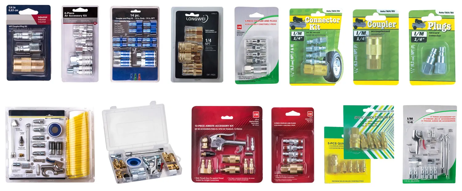 Milton Type Pneumatic Quick Coupler Plugs with various Customization Packaging