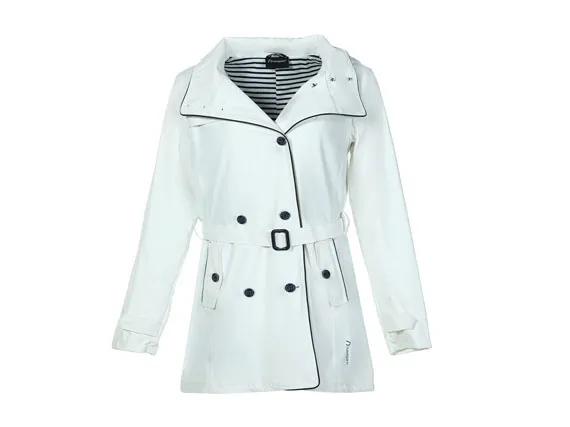 Women's PU Raincoat with Striped Jersey Lining