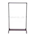 EISHO Industrial Pipe Single Clothes Rail on Wheels