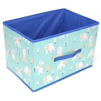 Blue bear storage box organizer with handle