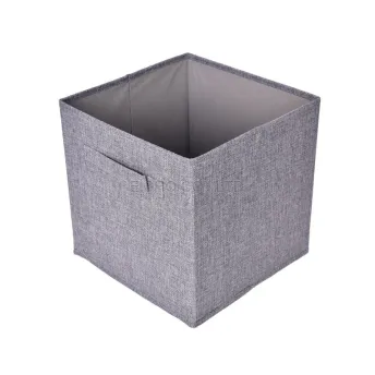 Polyester Fabric Storage Cube Basket Bins With Handle, Home Organizer Solution For Offices, Bedroom, Closet, Toys, Gray