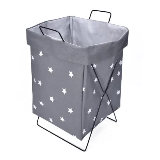 white stars pattern grey background laundry basket