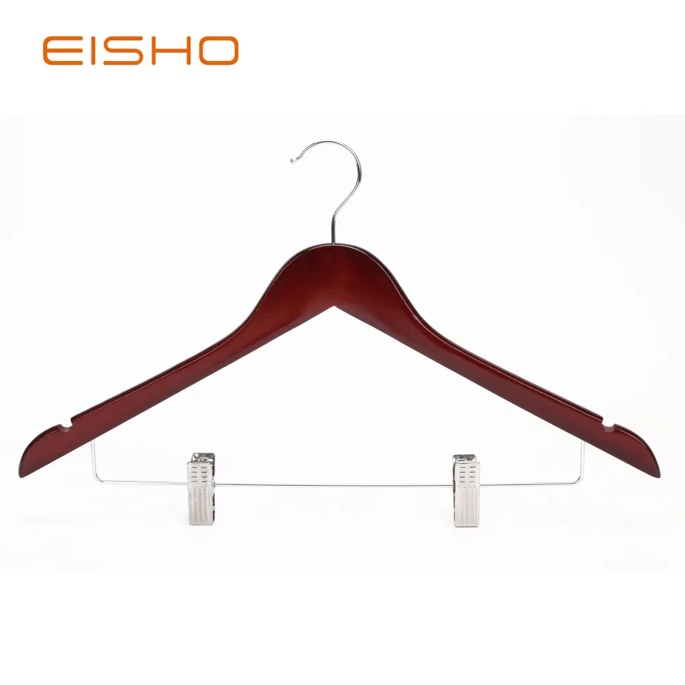 High-quality Wooden Cloth Hanger with Clips