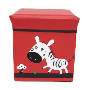 cute zebra with red PVC leather storage stool