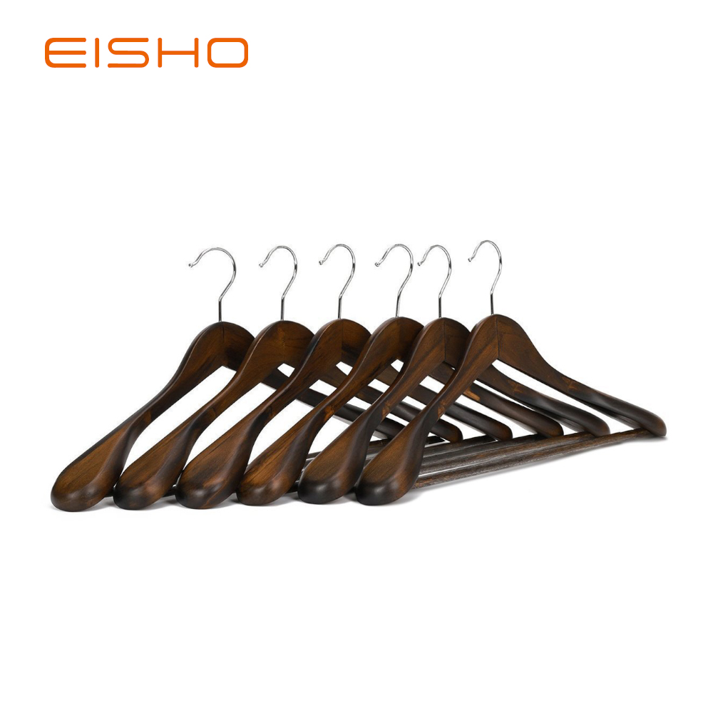 China Wood Coat Hanger Deluxe Walnut Brown Wide Shoulder Suit Hangers for  Jacket Coat Manufacture and Factory