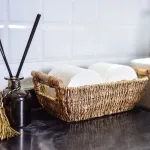 Hand-Woven Wicker Baskets, Seagrass Decorative Baskets With Wooden Handles.