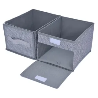 grey linen pattern 80g non woven fabric storage boxes