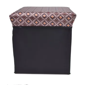 brown PU pattern lid with non woven fabric boday storage stool
