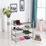 4-Tier Stainless Steel Shoe Rack Organizer for home storage