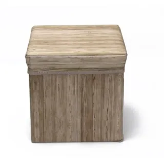 Wood grain pattern foldable non-woven fabric storage stool