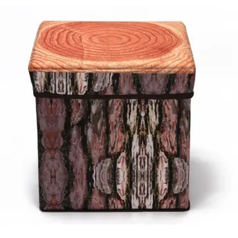 Dark wood grain pattern foldable non-woven fabric storage stool