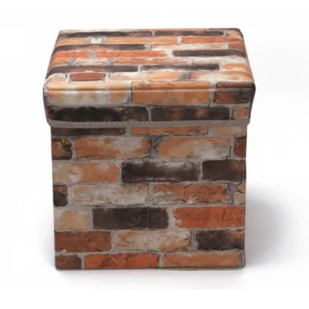 Red brick pattern foldable non-woven fabric storage stool