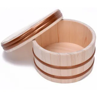Large Japanese wooden rice bucket & sushi rice tub