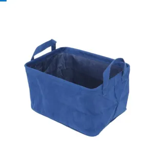 High end dark blue lint fabric storage basket with 2 handles