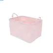 High pink lint fabric storage basket with 2 handles