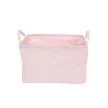 High pink lint fabric storage basket with 2 handles