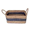 Natural Handwoven Seagrass Storage Baskets Rectangular Handmade Storage Bins with Handles.
