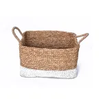 Handwoven Storage Baskets Using 100% Natural Seagrass Decorative Baskets Rectangular Handmade Storage Bins with Handles.