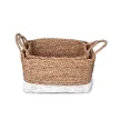 Handwoven Storage Baskets Using 100% Natural Seagrass Decorative Baskets Rectangular Handmade Storage Bins with Handles.