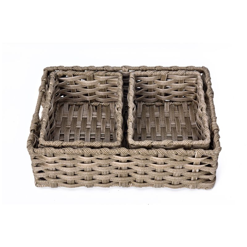 Handmade ACM Storage Basket, Wicker Shelf Storage with Built-in Handles, Waterproof and Durable Basket，Set of 3 (1PC Large, 2PCS Medium).