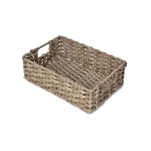 Rectangular Grey & Buff Rattan Storage Baskets - The Basket Company