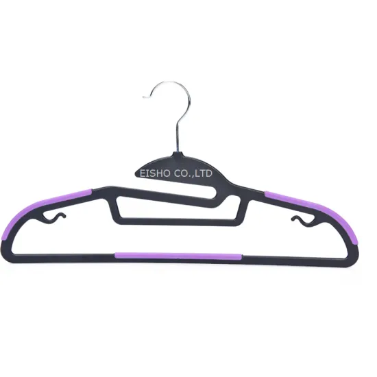 EISHO Non-Slip Plastic Hangers With Purple Rubber Pieces