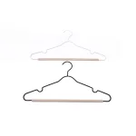 Black Metal Strong Coat and Trouser Hanger with a Wood Bar 