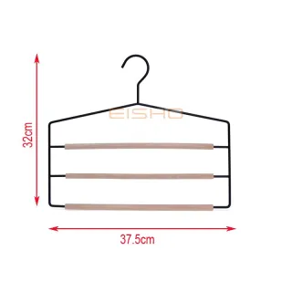 Customized Multifunctional Metal 3-Layer Pant Tie hanger with Wood Bar