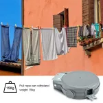 EISHO Retractable Clothes Line 15m Long for Outside and Inside, Heavy Duty Clothes Line Portable Wall Mount, Single Clothes Line Easy to Install