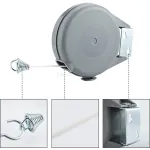 EISHO Retractable Clothes Line 15m Long for Outside and Inside, Heavy Duty Clothes Line Portable Wall Mount, Single Clothes Line Easy to Install