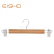 Bamboo & wooden bottom hanger for pants with metal clips