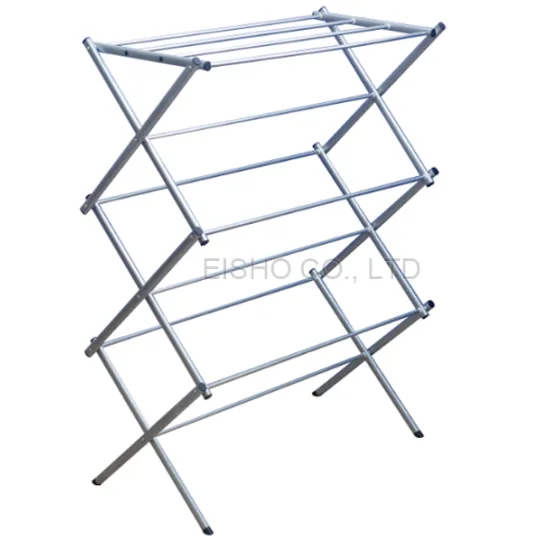 3 Tier Collapsible Powder Coated Steel Drying Rack with 2 extra wings