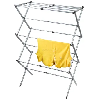 3 Tier Collapsible and Extendable Powder Coated Steel Drying Rack with 2 extra wings