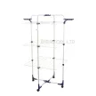 Movable 3 Tiers Powder Coated Steel cloth Airer with 4 wheels （2 of them are WITH SAFETY LOCK） and 2 extra plastic hanging hooks             