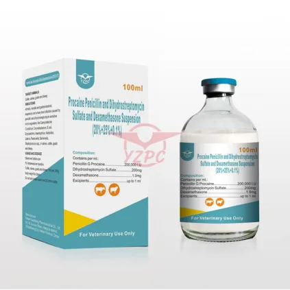 Suspensión de penicilina procaína y sulfato de dihidroestreptomicina y dexametasona (20% + 25% + 0,1%)