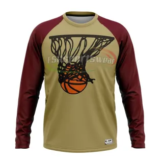 Custom long sleeve high quality sublimated basketball shooting shirts 