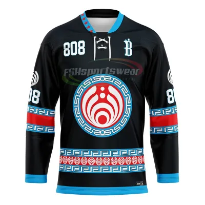 Custom Team Logo Full Sublimation Ice Hockey Jersey Design Laced Collar  Training Hockey College Team Wear