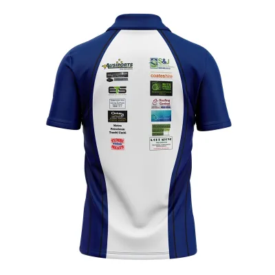 Custom made sublimated cricket polo shirts 100% polyester customer's size chart