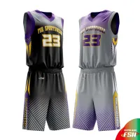 Collegiate reverse basketball uniform, sublimated basketball jersey