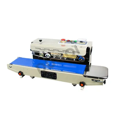 DUOQI FR900 horizontal heat plastic bag pouch sealer automatic continuous sealing shrink sleeve sealing machine stop button