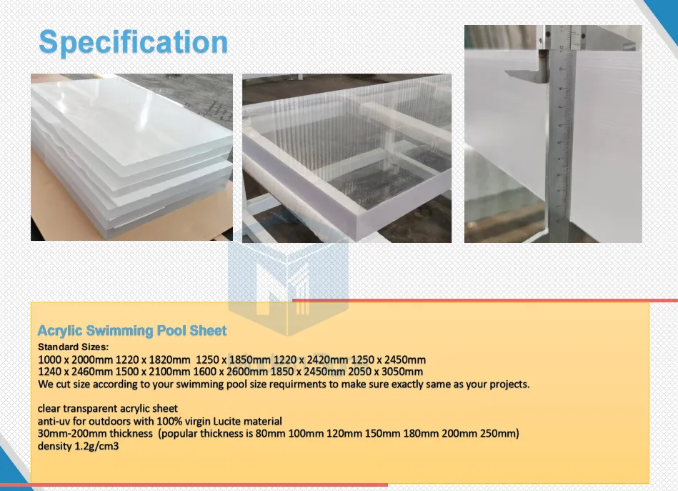 cast acrylic sheet widely used for swimming pools