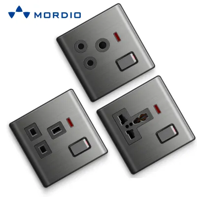 Interruptores de pared eléctricos de acero inoxidable K7 SASO CE, conexión de tornillo, enchufe 2P + E, puerto USB e interruptor de luz 250V ~